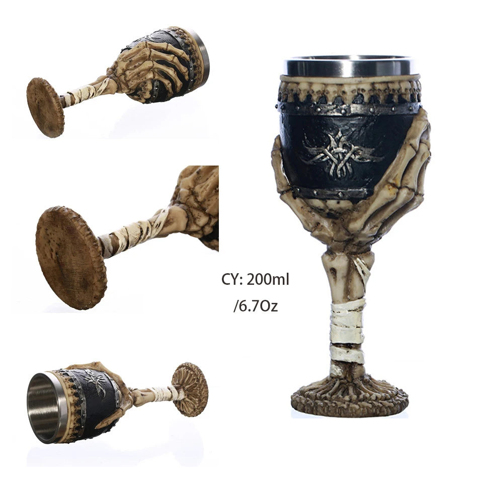 Skull Resin Stainless Steel Goblet 200ml Gothic Wine Glass Horrible Cocktail Glasses Whiskey Cup Pub Bar Drinkware Dropshipping